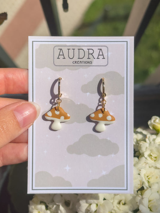 Wood Mushroom Earrings