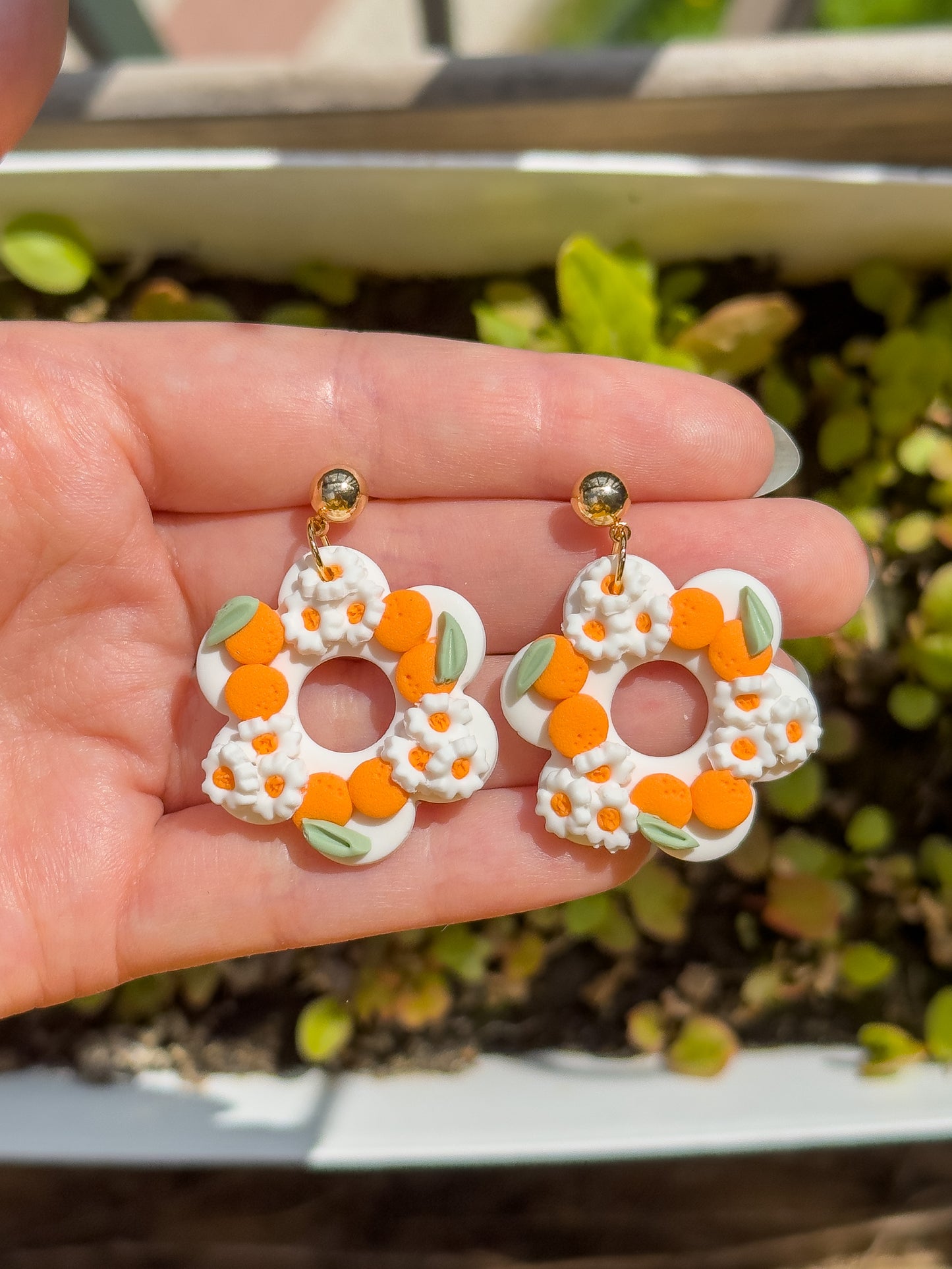 Daisy Orange Earrings