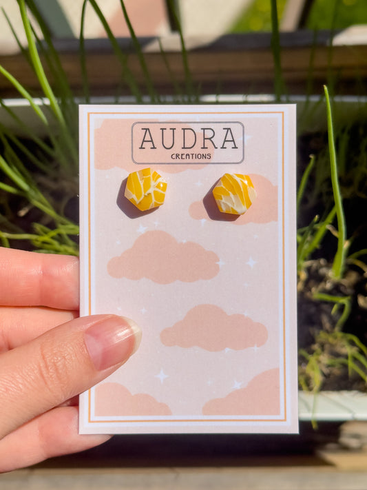 Honey Hexagon Stud Earrings