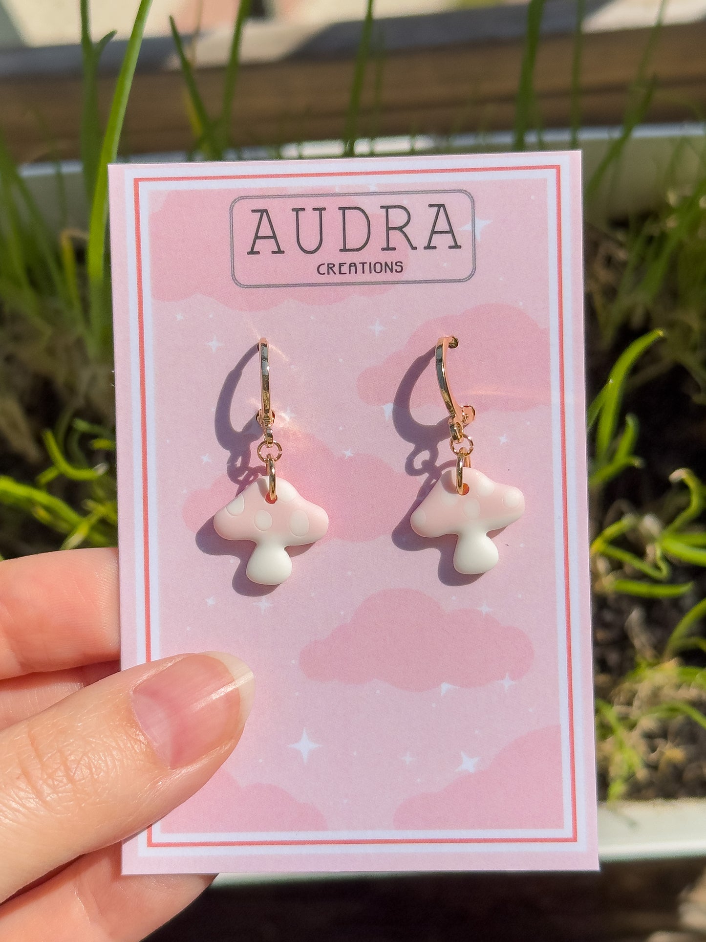 Magical Spring Mushroom Hoop Earrings