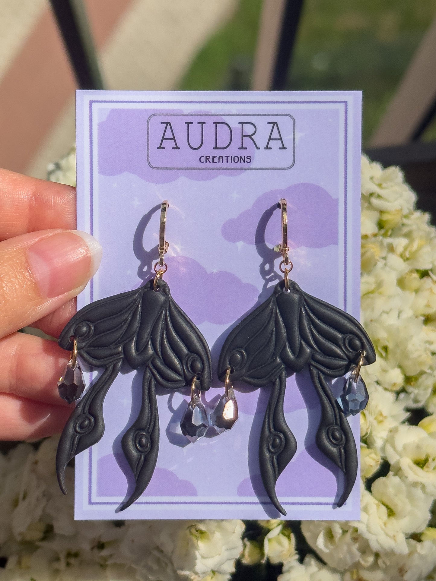 Iris Crystal Moth Earrings