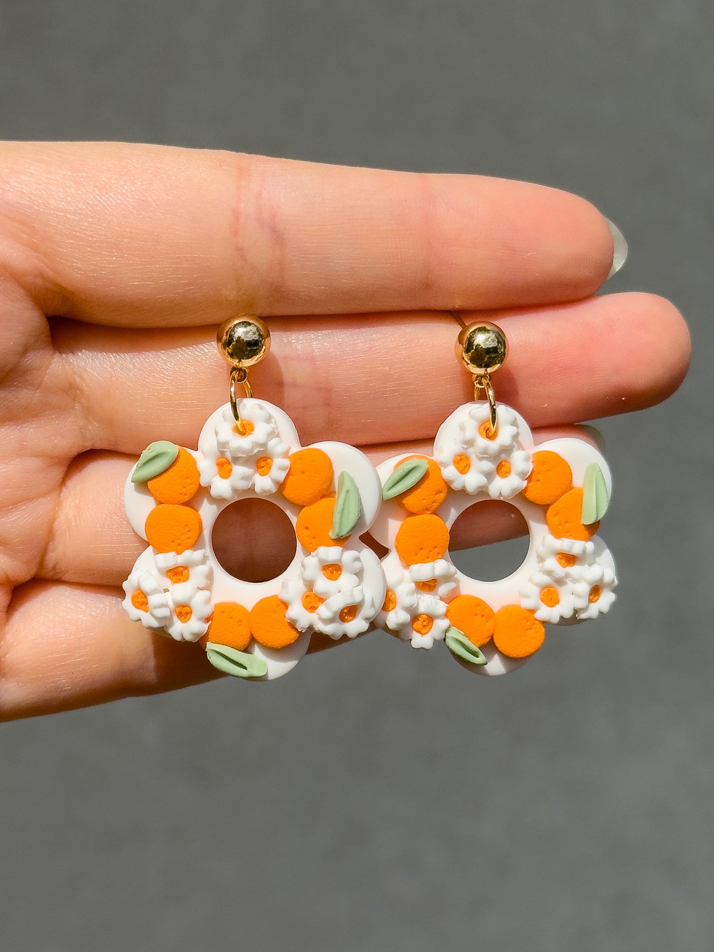 Daisy Orange Earrings