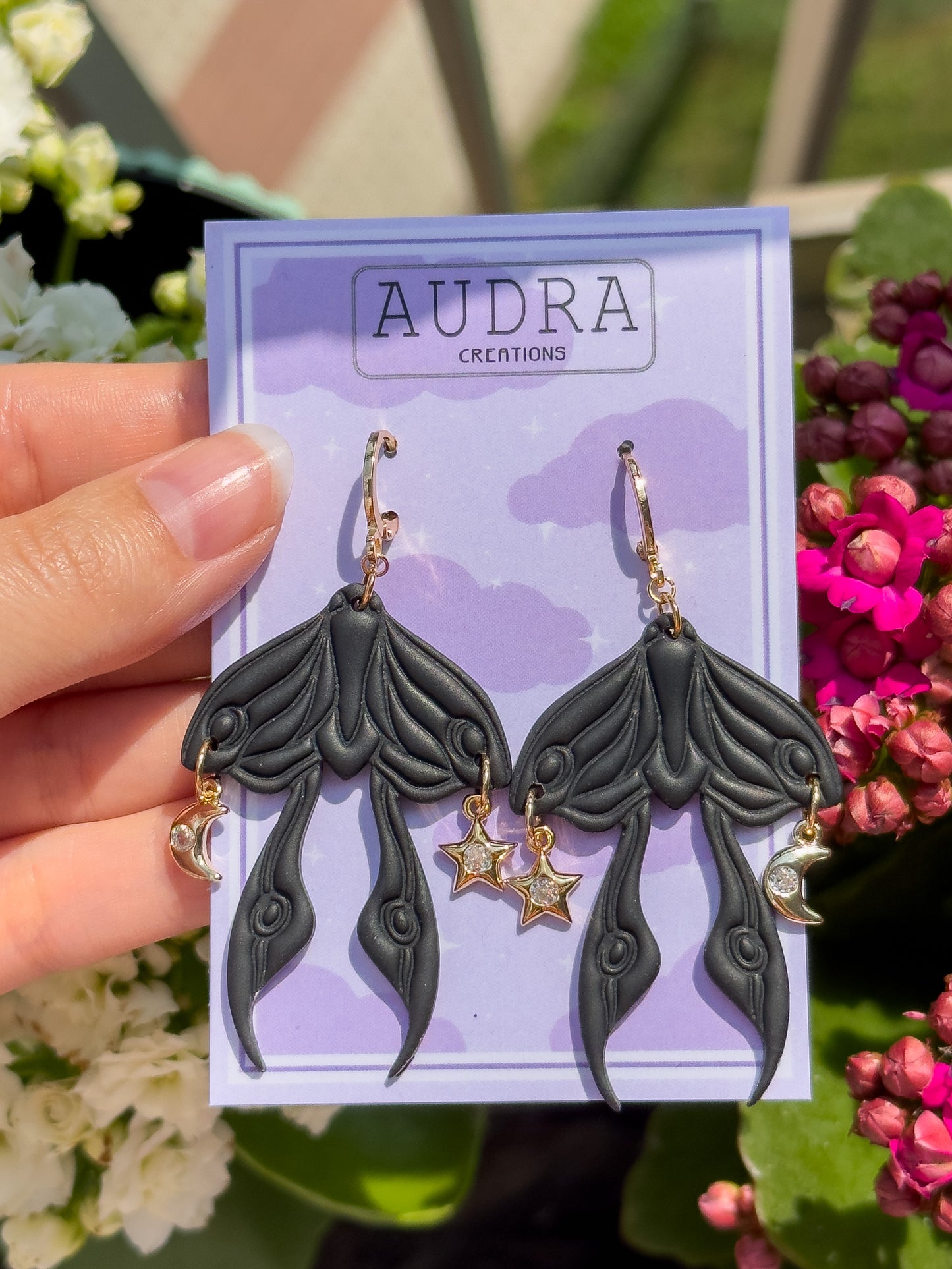 Celestial Ashes Moth Earrings