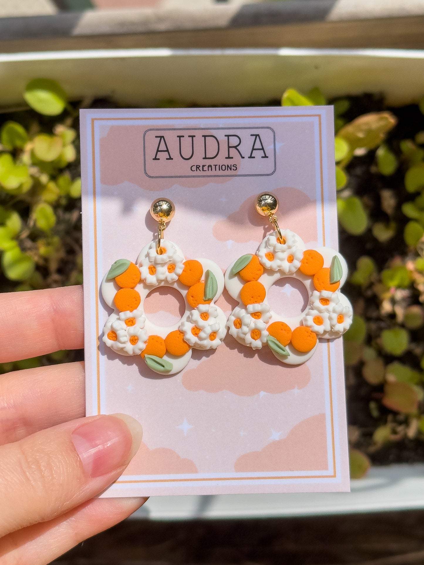 Daisy Orange Earrings