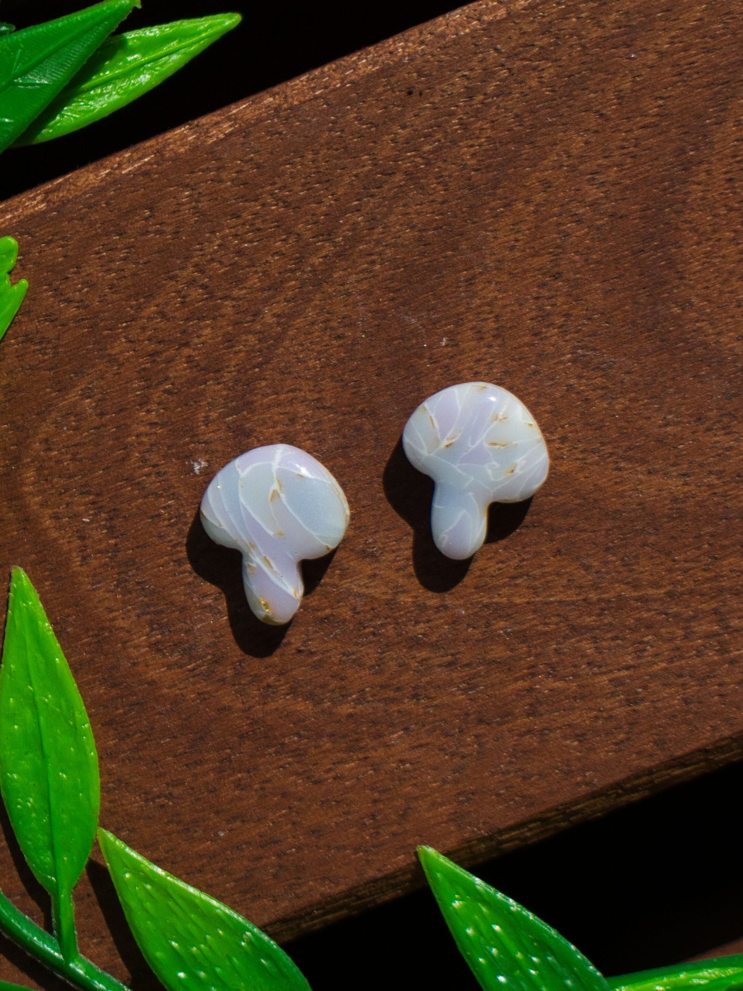 Blue Mushroom Stud Earrings